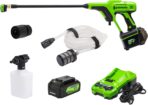 Greenworks 24V (600 PSI) Portable Power Cleaner, 4.0Ah USB Battery and Charger Included