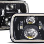 UNI-SHINE Rectangular 5x7 7x6 Inch LED Headlights Sealed Beam Headlamp Amber/White DRL Halo Angel Eyes Compatible with Jeep Wrangler YJ Cherokee XJ Truck Replacement H6054 H5054 H6054L