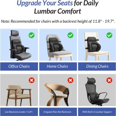 ZIKEE Adjustable Airbag Lumbar Support Pillow Provides Comfortable Support Back Pain Relief and Improves Posture, Ergonomic Memory Foam Back Support Pillow for Office Chair, Car, Home - Image 9