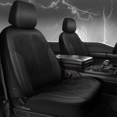 CAR PASS Waterproof Car seat covers Front Seats covers Neoprene Wetsuit, All-Weather Non-Slip Durable, Universal Fit for SUV Sedans Trucks Vans Automotive, Armrest Airbag Compatible, 3D Emboss 2 Black - Image 7