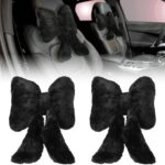 OMISTAR 2 PCS Cute Butterfly Neck Pillow for Car, Plush Headrest Pillow with Adjustable Strap, Soft and Comfortable Car Neck Support Cushion