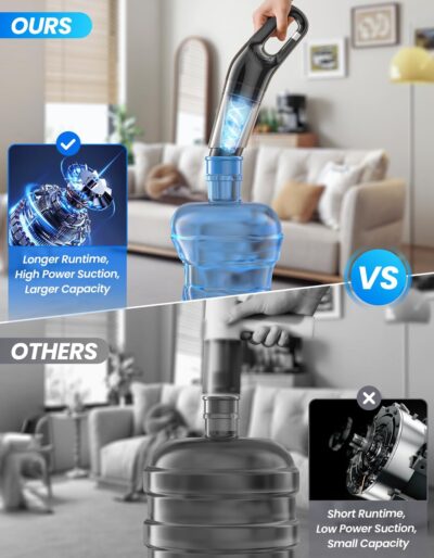 Handheld Vacuum Cordless, 26,000 Pa High Power Suction, Portable Rechargeable Car Vacuum Cleaner for Home, Office, Pet Hair, Car Detailing, Black - Image 5