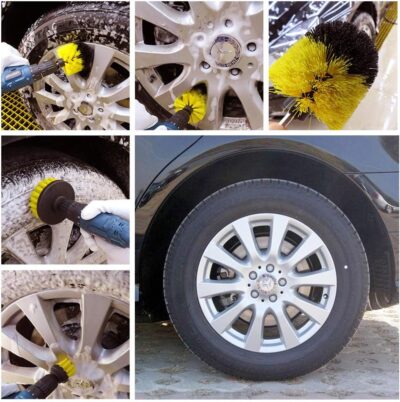 [3 Pack] Auto Detailing Drill Brush Set, Wheel Cleaner Brush, Car Cleaner Wash Brush Supplies Kit Fit Tire, Car Mats, Floor Mat, Bathroom and Auto Power Scrubber Brush Cleaning Sets - Image 5