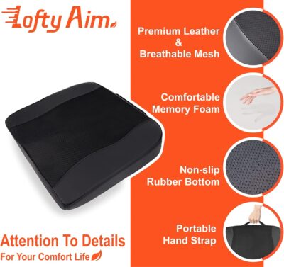 Car Seat Cushion, Comfort Memory Foam Car Cushions for Driving - Sciatica & Lower Back Pain Relief, Driver Seat Pillow for Auto, Office Chair, Wheelchair - Black - Image 5