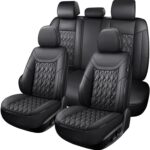 Seat Covers,Car Seat Covers Full Set, Car Seat Covers Front Seats Back Seat Cover,Faux Leather Seat Covers for Cars, Black Car Seat Cover, Waterproof, Non-Slip Car seat Cover, 5Seaters.