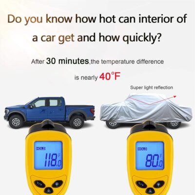 SEAZEN Car Cover 6 Layers, Waterproof Truck Car Cover, Snowproof/UV Protection/Windproof, Universal Car Covers Breathable Fabric with Cotton (240 inch to 250 inch) - Image 5