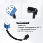 2PCS 7 Inch LED Headlight Connector Pigtail,H13 to H4 Adapter Headlight Socket,Heat Resistant Headlight Wiring Harness Compatible with Jeep Wrangler JK TJ Car Accessories - Image 3