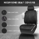 CAR PASS Waterproof Car seat covers Front Seats covers Neoprene Wetsuit, All-Weather Non-Slip Durable, Universal Fit for SUV Sedans Trucks Vans Automotive, Armrest Airbag Compatible, 3D Emboss 2 Black - Image 3