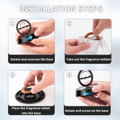 Kwak’s Solar-Powered Rotating Car Decoration – Auto-Spinning Crystal Ball with Subtle Scent, Refillable Air Freshener Pad for Dashboard (Black-1) - Image 4