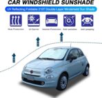 The Original Windshield Sun Shade Compatible with Fiat 500 2010-2025+ Abarth 595 2014-2024 Car Windshield Reflective Sunshade Protector Sun Shade Accessories (Silver) - Image 6
