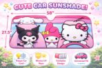 Hello Kitty Car Shade | Hello Kitty Sunshade Car | Carshade Auto Front Windshield Kawaii Kitty Sunshade | 58" X 27.5" | Fits Most Standard Windshields | Officially Licensed - Image 2