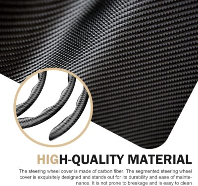 3PCS Steering Wheel Cover, Carbon Fiber Anti-Skid Steering Wheel protection, Car Steering Wheel Cover for Men/Women, Segmented & Wavy Design, Universal Car Interior Accessories (Black) - Image 3
