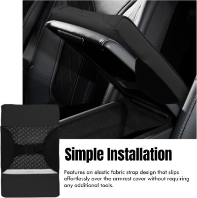 Hovom Car Center Console Armrest Pillow, 12.6"×7.87"×1.97" Leather Arm Rest Cover for Cars, Soft Comfortable Auto Armrest Cushion Pad, Vehicle Middle Console Cover, Car Accessories (Black) - Image 5