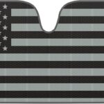BDK USA 4th of July American Flag Black Curved Accordion Sun Visor for Car Windshield Cover - Truck Window Shades Car Flag & Sun Visor for Truck Windshield Sunshade - 58 x 27 inches