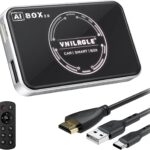 4-in-1 Wireless CarPlay Adapter & Android Car Wireless Adapter, Compatible with Streaming Services Like Netflix and YouTube, Split-Screen and Mirroring Functions(Silver)