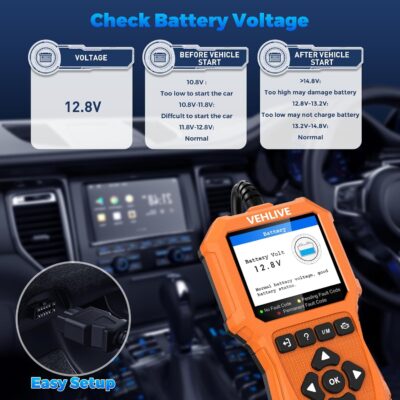 OBD2 Scanner Diagnostic Tool, Check Engine Light Car Code Reader with Reset, Battery Tester, Live Data, Freeze Frame, I/M Readiness, Car Scanner Diagnostic Tool for All OBDII Car After 1996 - Image 3