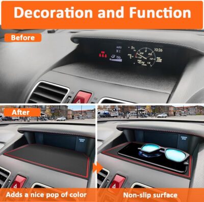 Auovo Dashboard Mats Compatible with Subaru Crosstrek Accessories 2012-2017 Forester 2014-2018 XV Impreza 2012-2016 Car Interior Silicone Dash Pad Liner Tray (Red Trim) - Image 3