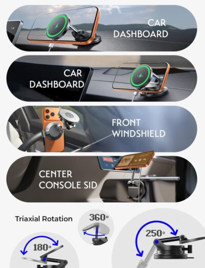 LISEN 15W Magsafe Car Mount Charger, Magnetic Wireless Car Charger, Suction Phone Mount, Vacuum Magnetic Phone Holder for Car Mount for iPhone 17 Pro Max 16 15 14 13 12, Samsung S26/S25, Pixel 10 Pro - Image 5
