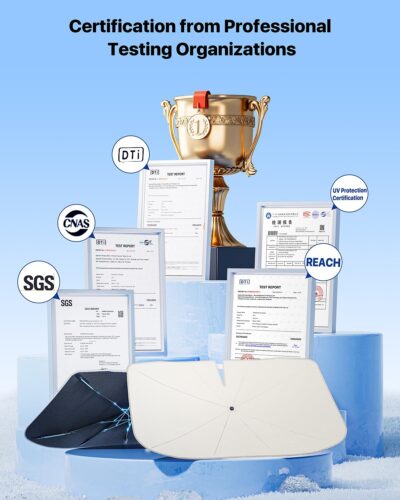 Car Windshield Sun Shade Umbrella - [Nano-Ice-Crystal Coatings] Protect Car from Sun Rays & Heat Damage Keep Cool and Protect Interior Medium (56" L x 31" W) - Image 7