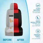 BDK PolyPro Car Seat Covers Full Set in Red on Black – Front and Rear Split Bench Seat Covers, Easy to Install, Accessories for Auto Trucks Van SUV - Image 6
