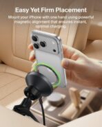 Belkin Wireless Car Charger, Magnetic Car Vent Mount w/ 3.3ft USB C Cable, Qi2 MagSafe Compatible Fast Charging iPhone Charger for iPhone 17, Galaxy S26, Pixel 10, & More - Travel Accessories - Black - Image 3