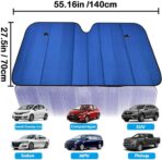 Big Hippo Car Windshield Sun Shade UV Rays Sun Visor Shade,Auto Front Car Window Shades Protector Folded Sun Shield Shade,Keeps Vehicle Cool - Blue (Size: 55.16"X 27.5") - Image 2