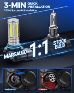 Marsauto H10 9145 LED Fog Light Bulbs 12,000LM, 1:1 Size 360° Illumination 9140 H10 Fog Lights LED, 6500K White Strong Penetration, Upgraded LED Chips 9145 9140 LED Fog Lights, Accessory Light Kits - Image 3