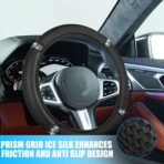 Bling Car Steering Wheel Cover, 15 Inch Elastic Stretch Crystal Rhinestone Vehicle Steering Wheel Protector, Anti-Slip Auto Interior Protective Cover, Universal for SUV RV Truck (Black) - Image 4