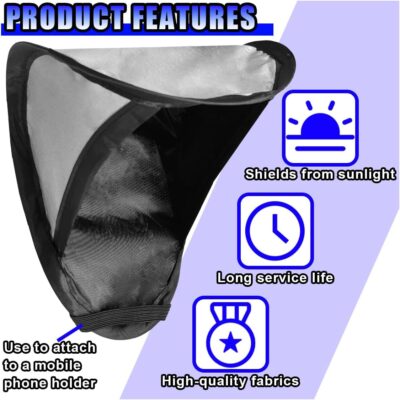 Car Smartphone Sunshade, Foldable Anti-Glare Cell Phone Sun Protection Umbrella, Universal High Elasticity Skeleton Auto Smartphone Heat-Insulating Sun Cover Accessory for Most Cars (Silver) - Image 4