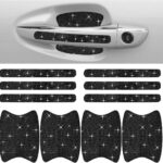 JOYCOURT 10PCS Bling Car Door Handle Anti-Scratch Sticker, Universal Car Doors Handles Protective Cover, Shiny Rhinestone Auto Decor Accessories for Women (Black)