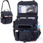 Car Seat Organizer with Lid and Laptop Compartment (Fits 15.6"), Front Seat Passenger Organizer with Adjustable Strap, Multiple Pockets, Portable Office Bag, Water-Resistant 1200D Polyester