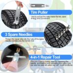 Tire Plug Kit, 95 PCS Tubeless Tire Repair Kit with Heavy-Duty Metal T-Handle Tools, Repair Strips, Screw-in Repair Plugs, Valve Core Tool, Caps & Storage Case for Car SUV Motorcycle ATV - Image 4