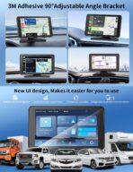 Carplay Screen for Car, 7" HD Portable Car Stereo Touch Screen with Wireless Android Auto, Backup Camera with LED/Mirror Link/Voice Control/Bluetooth/GPS/AUX/FM Satellite Radio for All Vehicles - Image 8