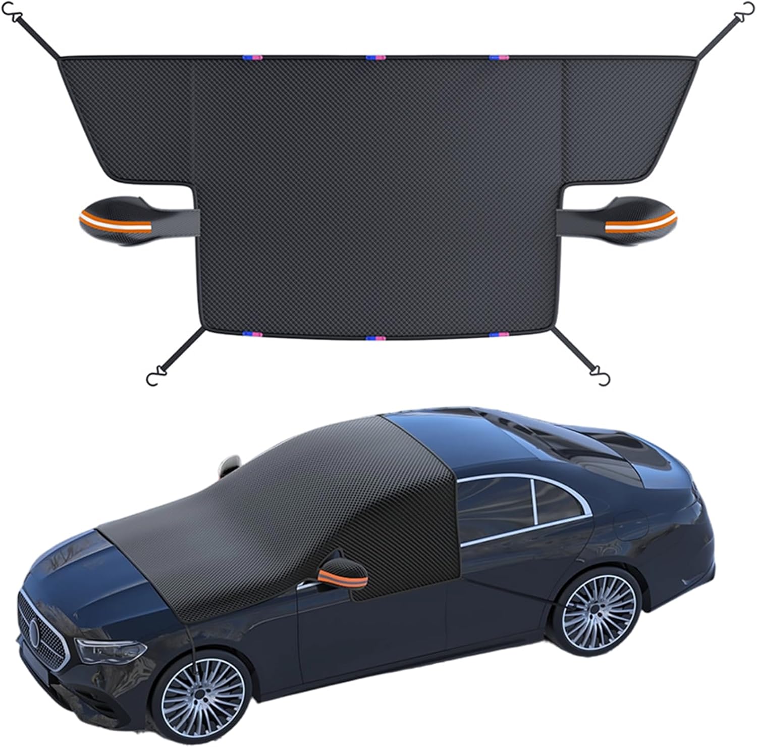 71SAXwhx4NL._AC_SL1500_.jpg lootaan Windshield Cover for Ice and Snow - Heavy-Duty Winter Frost Guard with Side Mirror Pockets, Waterproof All-Weather Windproof Car Window Cover for Cars, Trucks, SUVs - Image 1