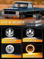 ZIMABLUE 7 inch led Headlight Chrome Round Projector 7 inch Halo led Headlight H6024 DOT Approved Hi/Lo Beam DRL Amber Turn Signal Compatible with Jeep Wrangler JK TJ CJ Compatible with Chevy miata - Image 2