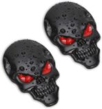 TOMALL 2Pcs Skeleton Skull Logo Devil Death Emblem Badge 3D Metal Decals Stickers Decoration for Cars Trucks Motorcycle Mobile Phone Computer Laptop for Men Boy(Black Red) - Image 3