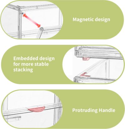 Clear Acrylic Display Case,2 Pack 3 Tier Adjustable Display Box Stand with 2 Movable Plates, Small Showcase Magnetic Door for Mini Action Figures Collectibles (Small - Image 3