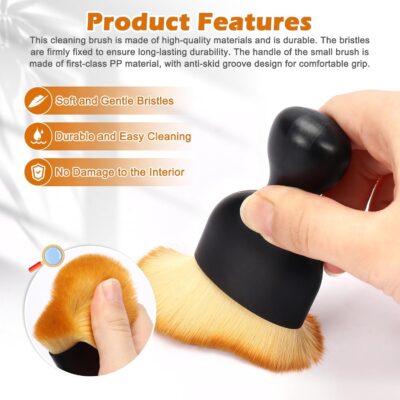 Auto Car Detailing Brush Set Car Interior Cleaning Kit Includes 3 Boar Hair Detail Brush,3 Wire Brush, 3 Air Vent Brush for Cleaning Car Interior Exterior, Dashboard Engines Leather Wheel - Image 5