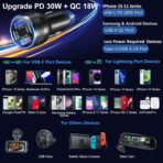 USB C Car Charger 3 Pack, Bangfun 4-Port 65W Dual 12V USB-C & USB A Car Charger Power Adapter QC+PD 3.0 Fast Charging Cigarette Lighter Plug for iPhone 16/15/14/13/11 Pro,Samsung S24,Android(Black) - Image 7