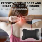 2 Pack Car Neck Pillow PU Leather Automotive Headrest Pillow for Car Support Neck Pain Relief Universal Car Pillow (Black) - Image 4