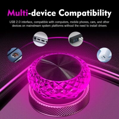 1 PC USB LED Car Interior Atmosphere Lamp, Plug and Play Portable Mini Car Night Ambient Light, Auto Dashboard Decoration Accessories for Most Cars, SUVs, Trucks (Purple) - Image 7