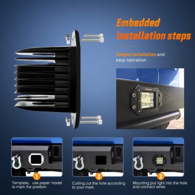 Nilight 2PCS 18W Flood Flush Mount LED Work Light Fog Lights Off Road Lights Driving Lights with Off Road Wiring Harness - Image 3