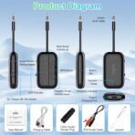 Bluetooth Transmitter Receiver, 2-in-1 V5.3 Wireless Adapter for Airplane, TV, PC, Gym, Switch. Supports up to 2 AirPods/Headphones. Audio Receiver for Car/Home Stereo,with AptX Low Latency & HD - Image 7