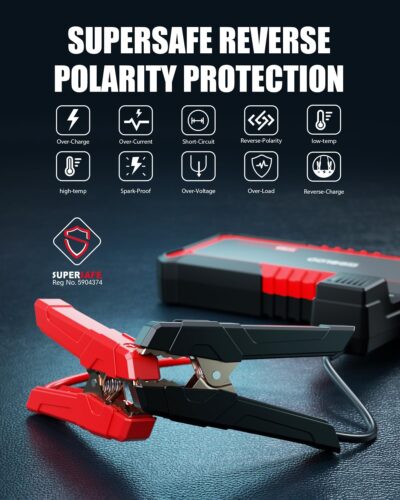 GOOLOO Upgraded GP3000 Jump Starter 3000A Peak Car Starter (Up to 9L Gas or 7L Diesel Engine) 12V Jump Box Auto Lithium Battery Booster SuperSafe Portable Power Pack with USB Quick Charge, Type-C Port - Image 5