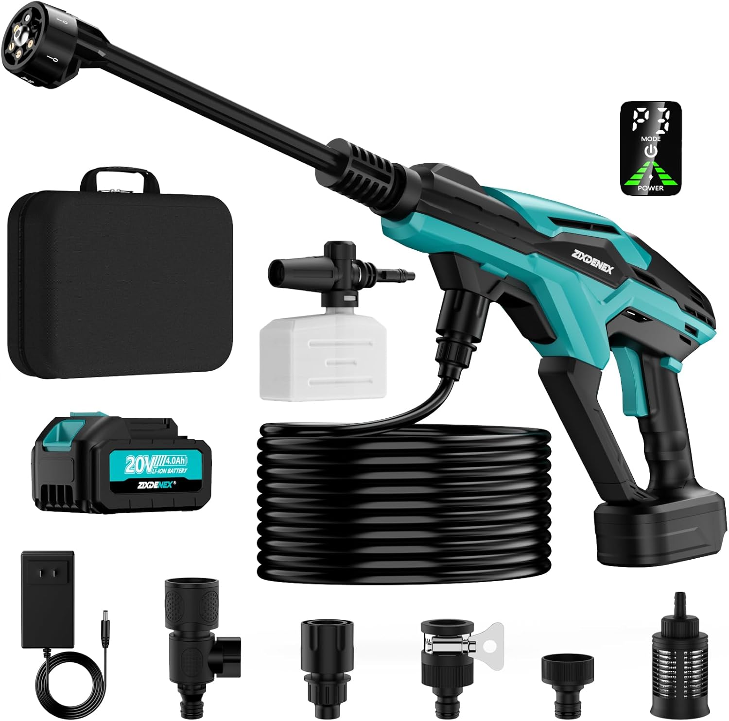 71SU6KiUSrL._AC_SL1500_.jpg Cordless Pressure Washer Battery Powered, Powerful Handheld Portable Pressure Washer with Brushless Motor, 1 x 4.0Ah Battery & Charger, 6-in-1 Nozzle and Storage Handbag, 3 Power Level for Yard/Car - Image 1