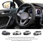 Car Steering Wheel Cover, Steering Wheel Protector, Durable Leather Cover with Anti-Slip Lining, Car Accessories 15 inch Microfiber Breathable Steering Wheels Fit for Most Vehicles (Black) - Image 7