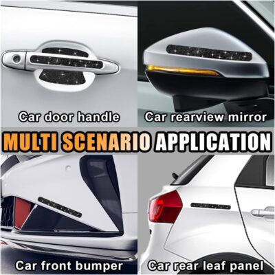 JOYCOURT 10PCS Bling Car Door Handle Anti-Scratch Sticker, Universal Car Doors Handles Protective Cover, Shiny Rhinestone Auto Decor Accessories for Women (Black) - Image 7