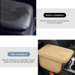 Car Center Console Cover, Leather Auto Armrest Cover with 2 Storage Bags, Universal Cars Armrest Cushion, Vehicle Interior Accessories Protector for Sedan, SUV, Truck((Beige) - Image 7