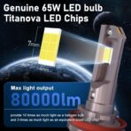 HIKARI WINGS 2026 Future 80000LM 9005 HB3 LED Bulbs, 65W Titanova Chips, High Lumens LED DRL Kit, 6000K Cool White, IP68 Waterproof, Halogen Upgrade Replacement, 9145 9140 Foglight - Image 2