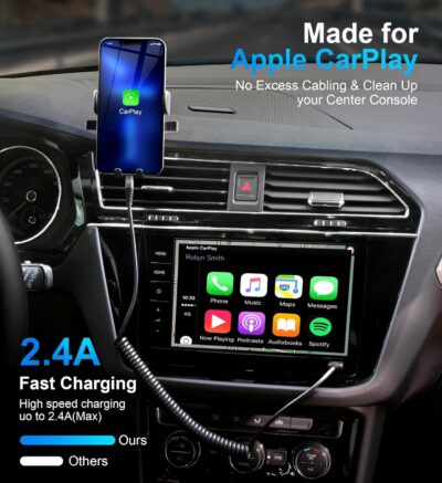 Coiled Lightning Cable, iPhone Charger Cable 3FT for Car, 2 Pack [Apple MFi Certified] 3 Feet Lightning Cord Compatible with iPhone14/13/12/11 Pro Max/XS MAX/XR/XS/X/8/7/Plus/6S iPad/iPod- Black - Image 2